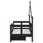 Estrutura cama infantil c/ gavetas 70x140 cm pinho maciço preto