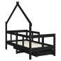 Estrutura cama infantil c/ gavetas 70x140 cm pinho maciço preto