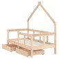 Estrutura de cama infantil c/ gavetas 70x140 cm pinho maciço