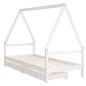 Estrutura cama infantil c/ gavetas 80x200cm pinho maciço branco