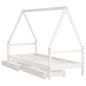 Estrutura cama infantil c/ gavetas 80x200cm pinho maciço branco