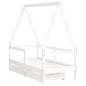 Estrutura cama infantil c/ gavetas 70x140cm pinho maciço branco