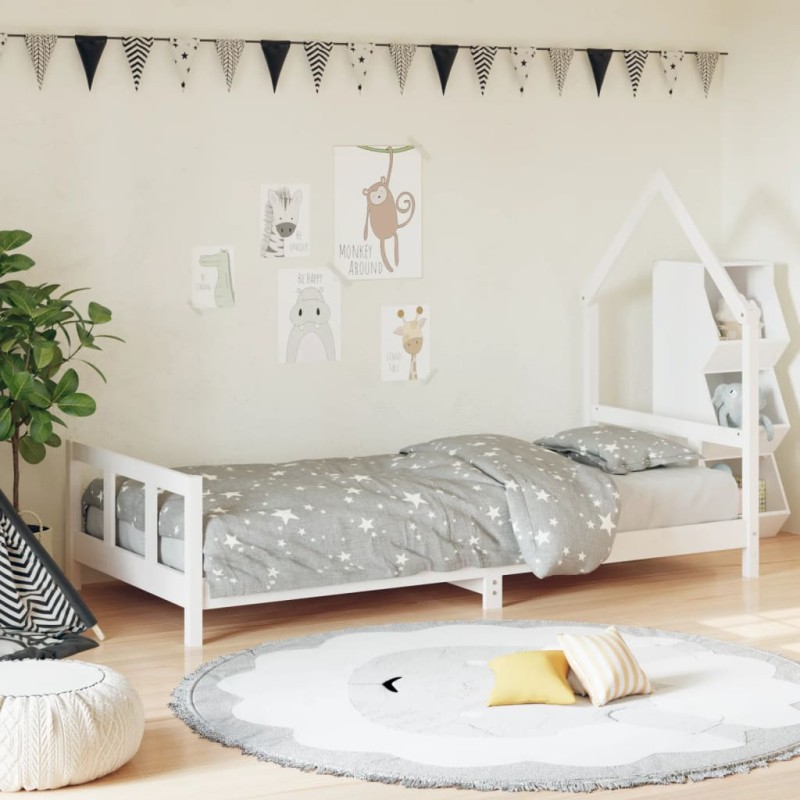 Estrutura de cama infantil 90x200 cm pinho maciço branco-Berços e camas infantis-Home Retail