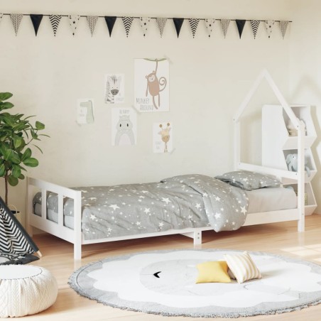 Estrutura de cama infantil 90x200 cm pinho maciço branco