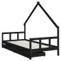 Estrutura cama infantil c/ gavetas 90x200 cm pinho maciço preto