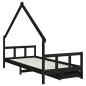 Estrutura cama infantil c/ gavetas 90x200 cm pinho maciço preto