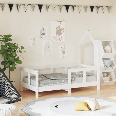 Estrutura de cama infantil 70x140 cm pinho maciço branco