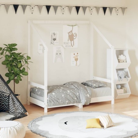 Estrutura de cama infantil 70x140 cm pinho maciço branco