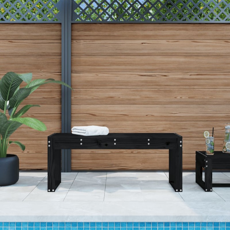 Banco de jardim 110x38x45 cm madeira de pinho maciça preto-Bancos de jardim-Home Retail