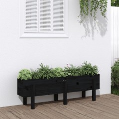 Canteiro elevado de jardim 121x30x38 cm pinho maciço preto