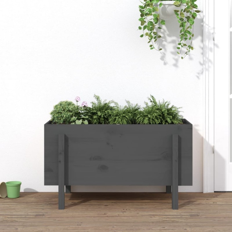 Canteiro elevado de jardim 101x50x57 cm pinho maciço cinzento-Vasos e floreiras-Home Retail