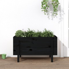 Canteiro elevado de jardim 101x50x57 cm pinho maciço preto