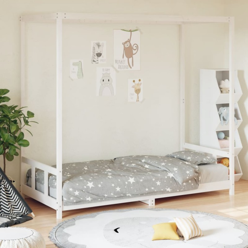 Estrutura de cama infantil 90x200 cm pinho maciço branco-Berços e camas infantis-Home Retail