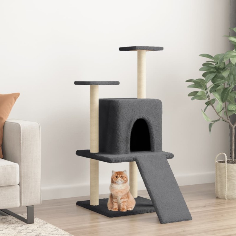 Árvore p/ gatos c/ postes arranhadores sisal 110cm cinza-escuro-Móveis para gatos-Home Retail