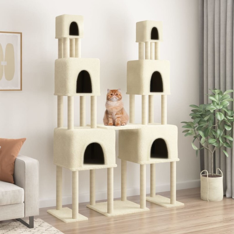 Árvore para gatos c/ postes arranhadores sisal 199 cm cor creme-Móveis para gatos-Home Retail