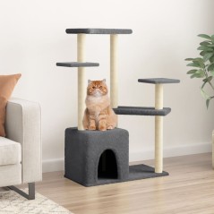 Árvore gatos c/ postes arranhadores sisal 107,5 cm cinza-escuro