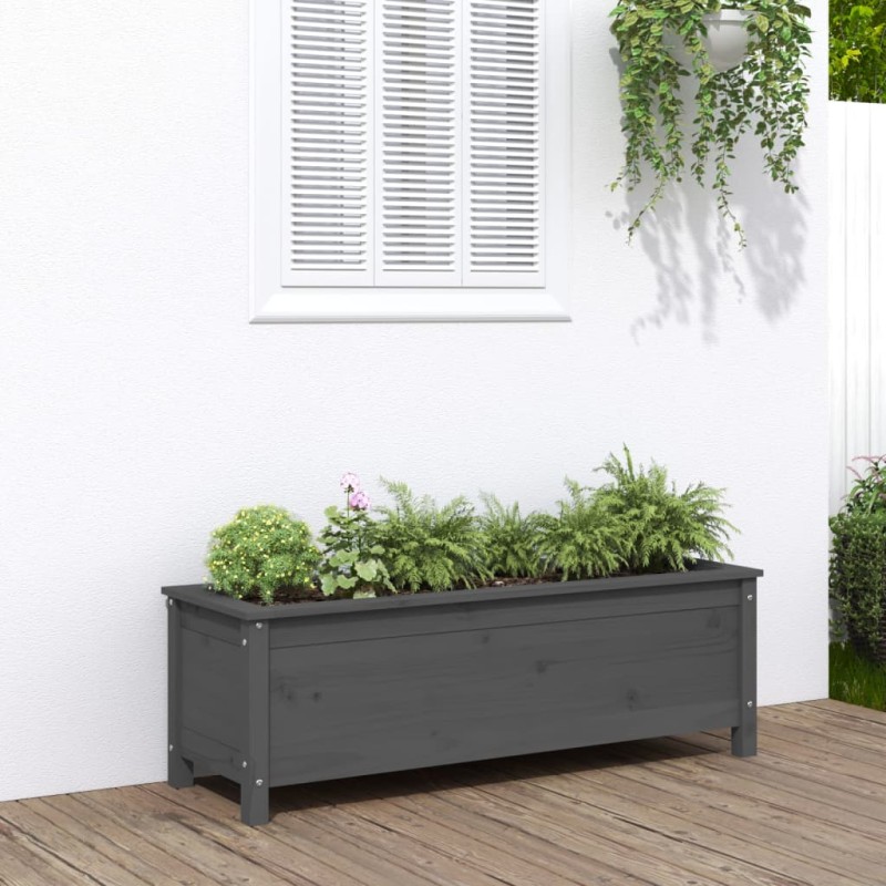 Canteiro elevado de jardim 119,5x40x39 cm pinho maciço cinzento-Vasos e floreiras-Home Retail