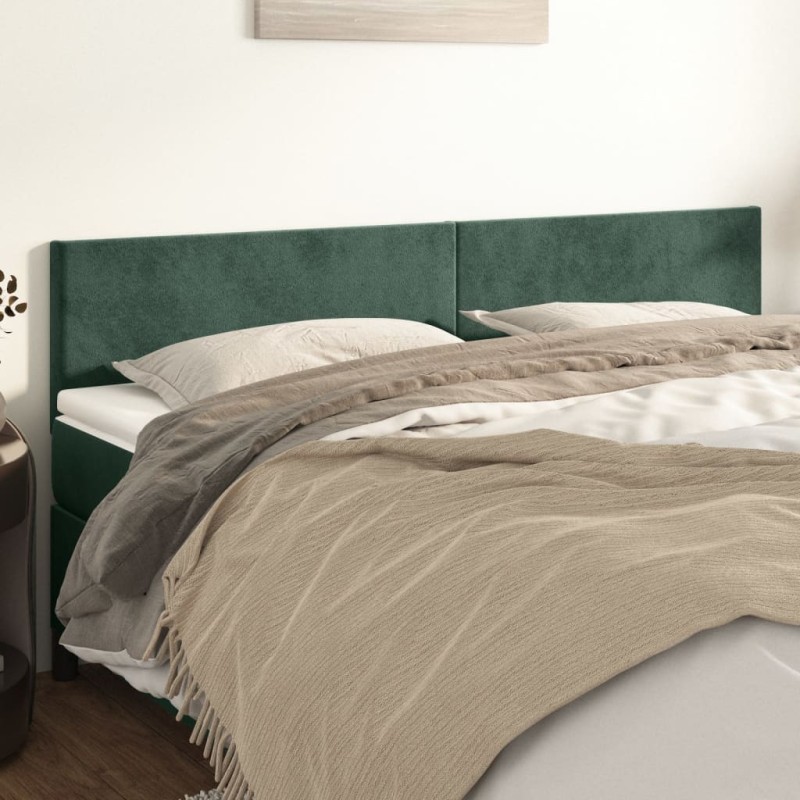 Cabeceira de cama 2 pcs veludo 90x5x78/88 cm verde-escuro-Cabeceiras e estribos de camas-Home Retail