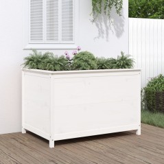 Canteiro elevado de jardim 119,5x82,5x78 cm pinho maciço branco