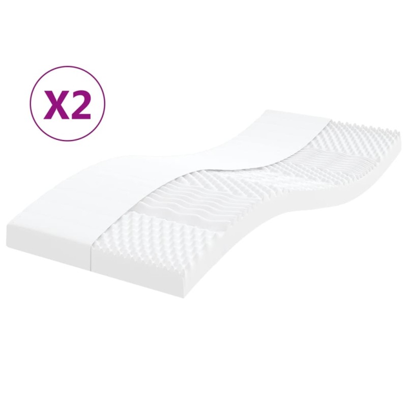 Colchões de espuma 2 pcs 80x200 cm 7 zonas dureza 20 ILD branco-Colchões-Home Retail