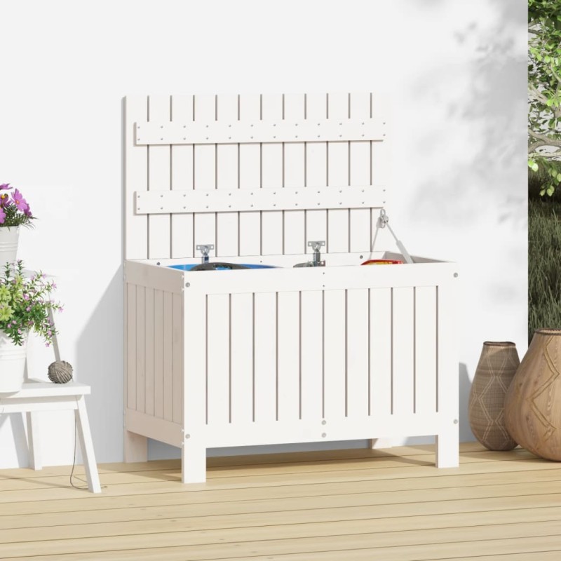 Caixa de arrumação jardim 76x42,5x54 cm pinho maciço branco-Baús para armazenamento exterior-Home Retail