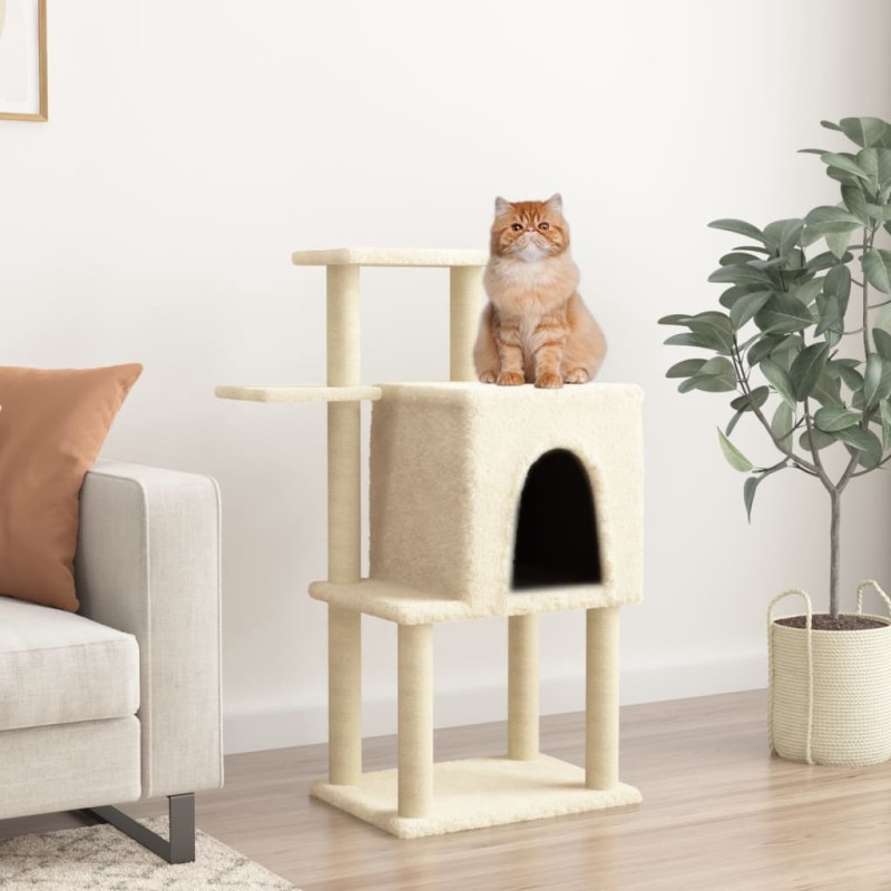 Árvore p/ gatos c/ postes arranhadores sisal 97 cm cor creme-Móveis para gatos-Home Retail