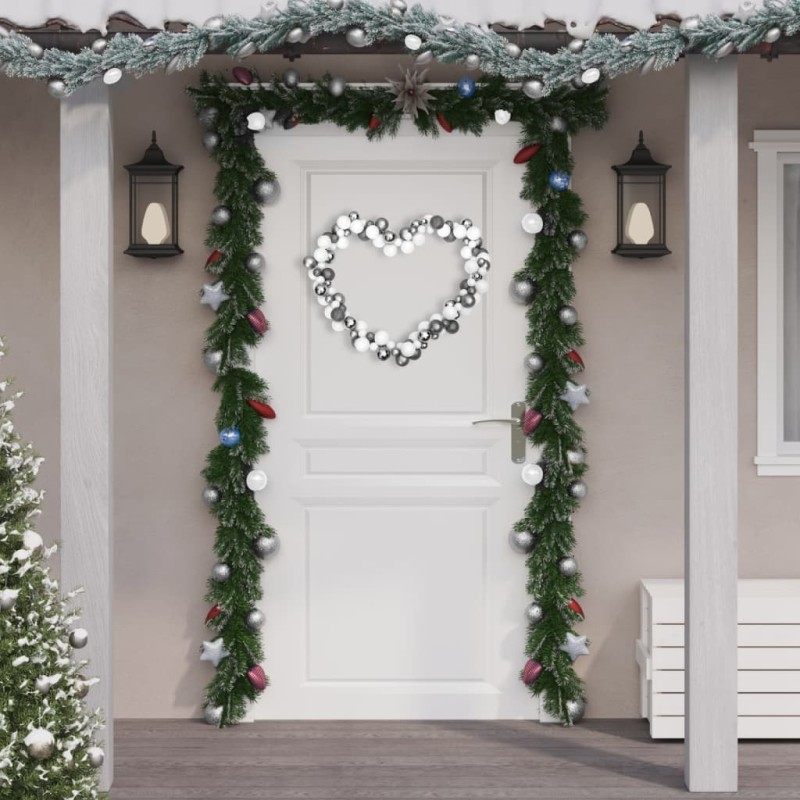 Grinalda de Natal com bolas 175 cm poliestireno branco e cinza-Enfeites do Feriados-Home Retail