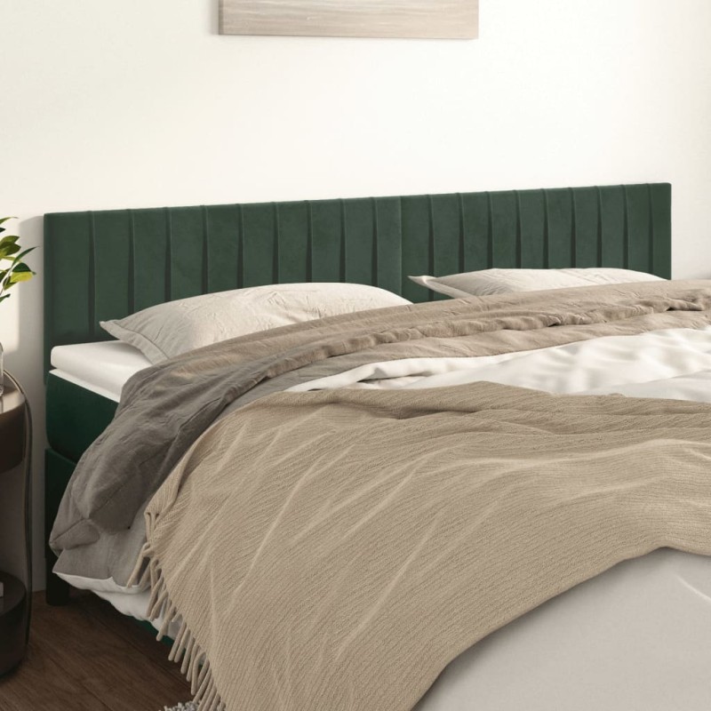 Cabeceira de cama 2 pcs veludo 90x5x78/88 cm verde-escuro-Cabeceiras e estribos de camas-Home Retail