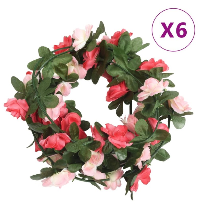 Grinaldas de flores artificiais 6 pcs 250 cm rosa-Coroas de flores e grinaldas-Home Retail