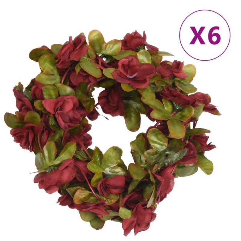 Grinaldas de flores artificiais 6 pcs 250 cm vermelho tinto-Coroas de flores e grinaldas-Home Retail