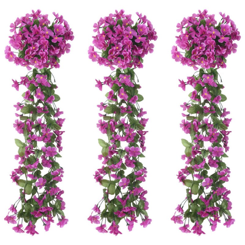 Grinaldas de flores artificiais 3 pcs 85 cm roxo claro-Coroas de flores e grinaldas-Home Retail