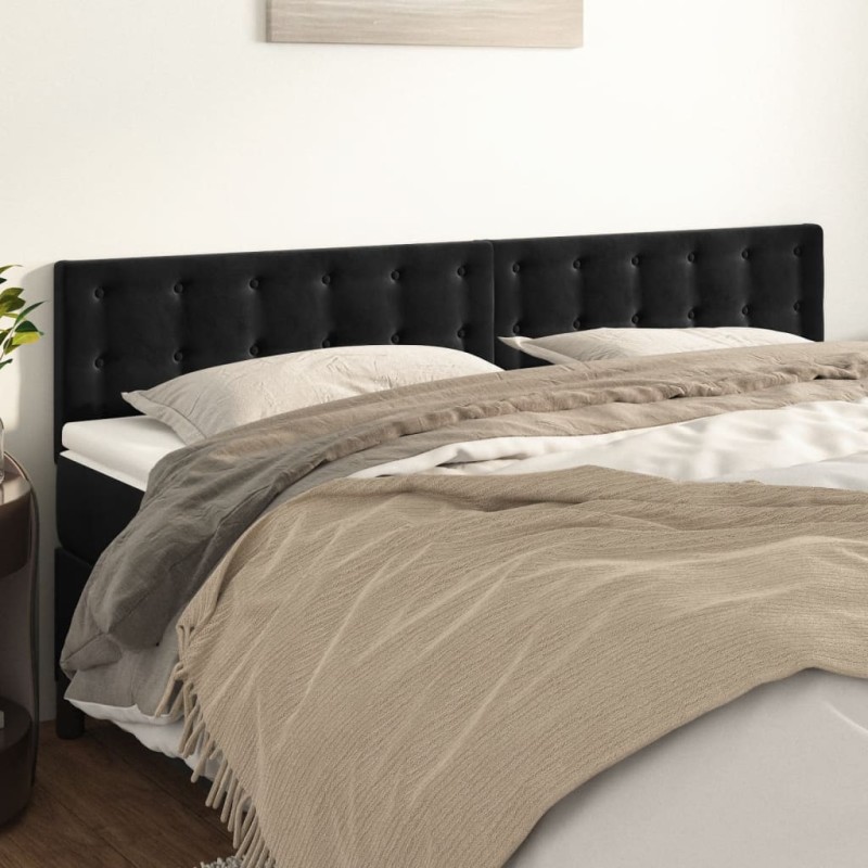 Cabeceira de cama 2 pcs veludo 100x5x78/88 cm preto-Cabeceiras e estribos de camas-Home Retail