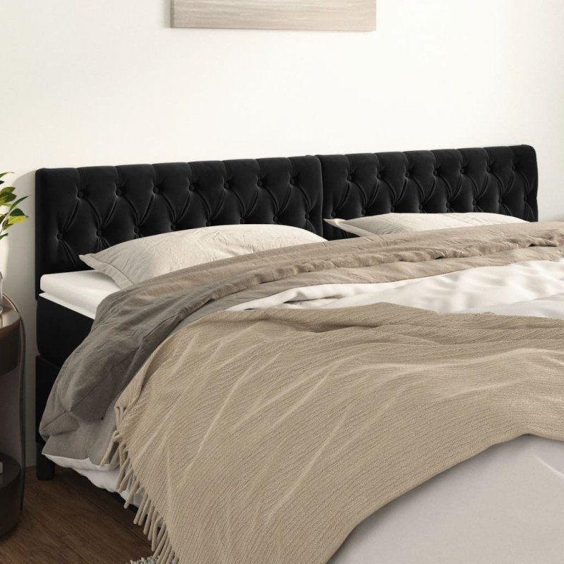 Cabeceira de cama 2 pcs veludo 90x7x78/88 cm preto-Cabeceiras e estribos de camas-Home Retail