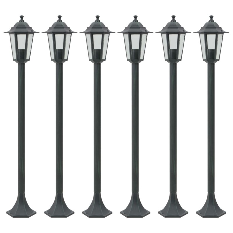 Candeeiros pé p/ jardim 6 pcs E27 110 cm alumínio verde escuro-Iluminação de exterior-Home Retail