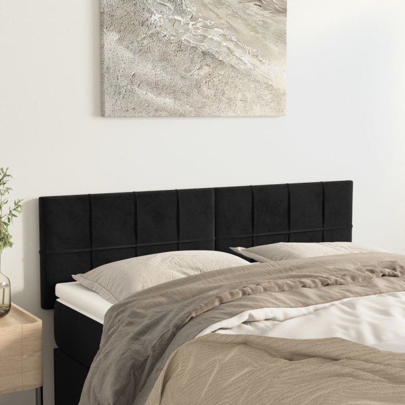 Cabeceira de cama 2 pcs veludo 72x5x78/88 cm preto-Cabeceiras e estribos de camas-Home Retail