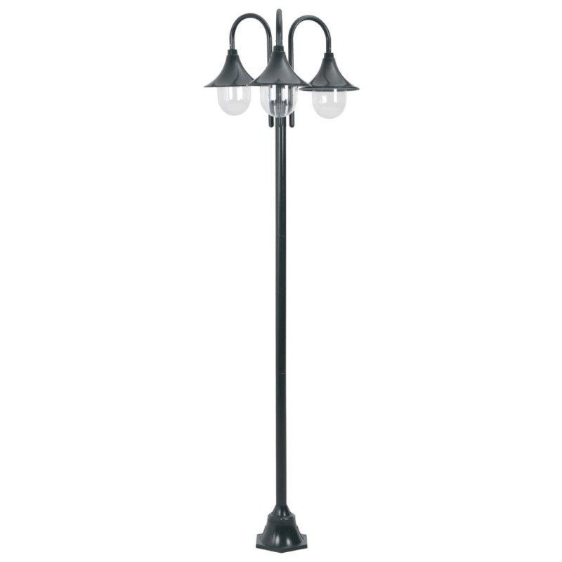 Candeeiro de pé jardim 3 braços E27 220cm alumínio verde escuro-Iluminação de exterior-Home Retail