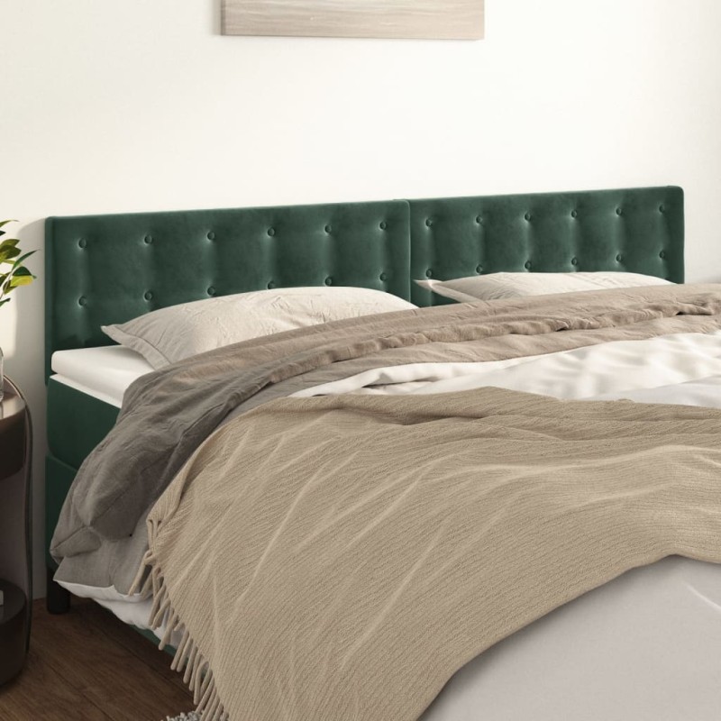 Cabeceira de cama 2 pcs veludo 90x5x78/88 cm verde-escuro-Cabeceiras e estribos de camas-Home Retail