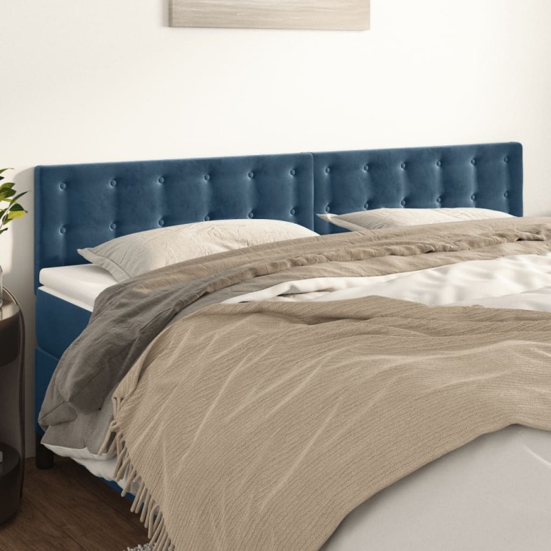 Cabeceira de cama 2 pcs veludo 80x5x78/88 cm azul-escuro-Cabeceiras e estribos de camas-Home Retail