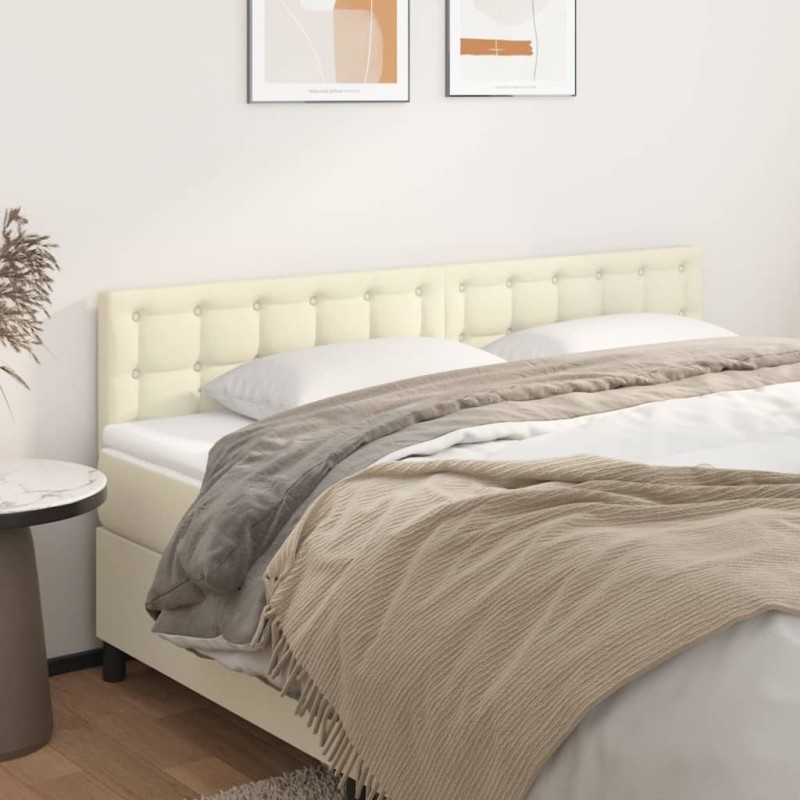 Cabeceira de cama 2 pcs couro artificial 100x5x78/88 cm creme-Cabeceiras e estribos de camas-Home Retail