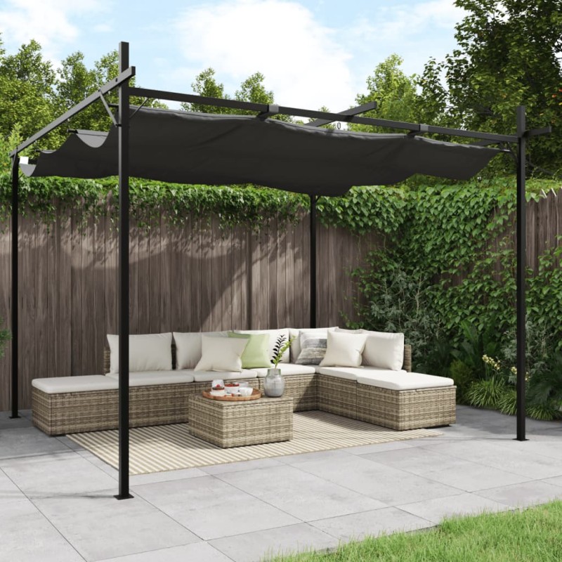 Pérgola com toldo retrátil 295x292x230 cm cor antracite-Toldos e gazebos-Home Retail