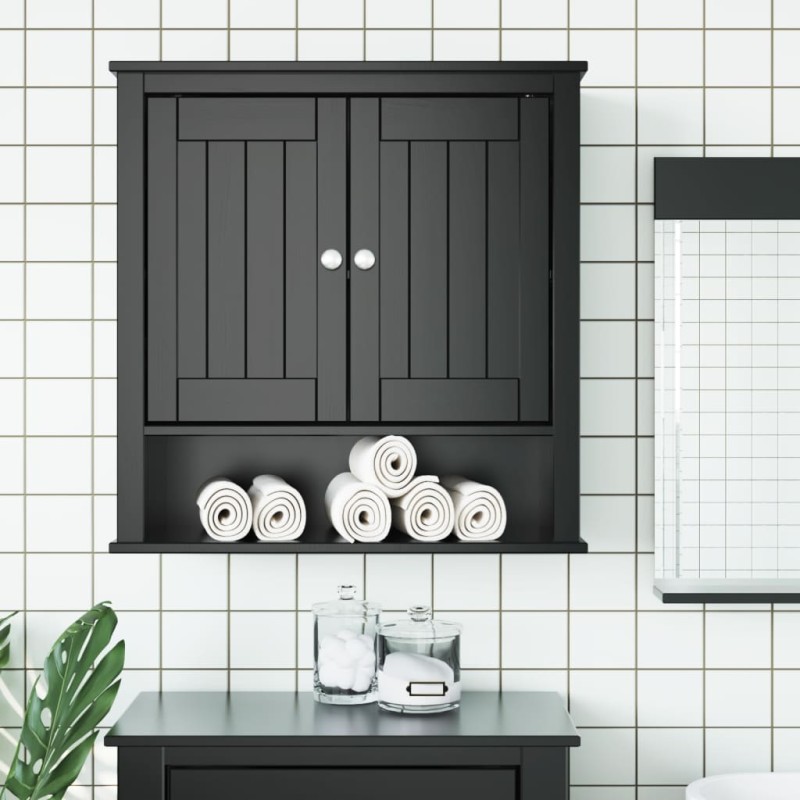 Móvel de parede p/ WC BERG 69,5x27x71,5 cm madeira maciça preto-Conjuntos de móveis para casa de banho-Home Retail