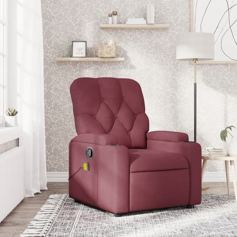 Poltrona de massagens reclinável tecido vermelho tinto-Poltronas-Home Retail