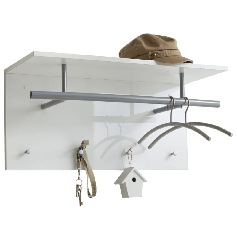 FMD Cabide de parede 72x29,3x34,5 cm branco brilhante-Cabides e porta-chapéus-Home Retail