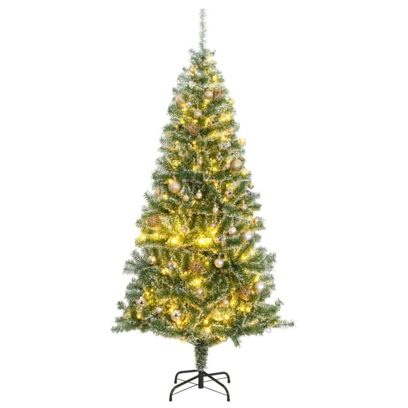 Árvore Natal artificial c/ 300 luzes LED, bolas e neve 240 cm-Árvores de Natal-Home Retail