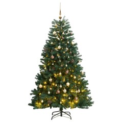 Árvore Natal artificial articulada c/ 300 luzes LED+bolas 240cm