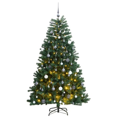 Árvore Natal artificial articulada c/ 300 luzes LED+bolas 240cm