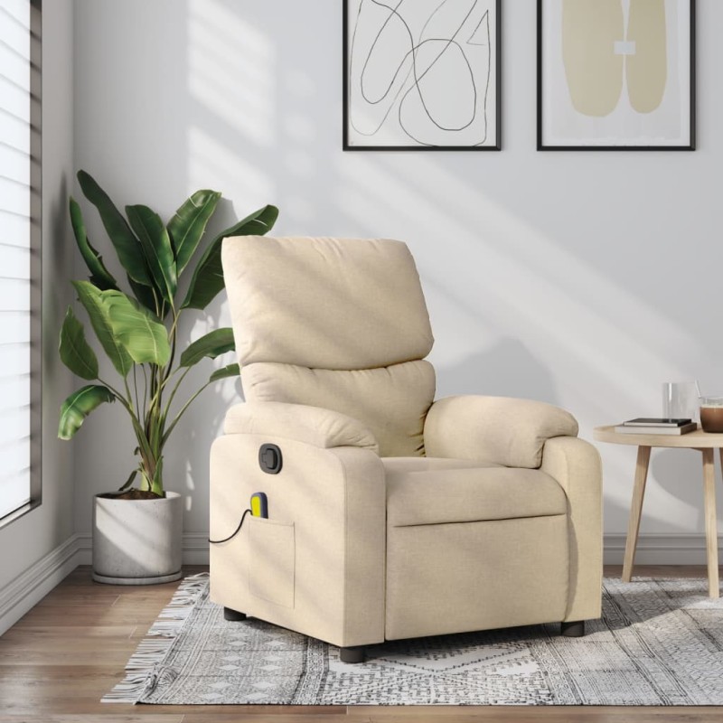 Poltrona de massagens reclinável tecido cor creme-Poltronas-Home Retail