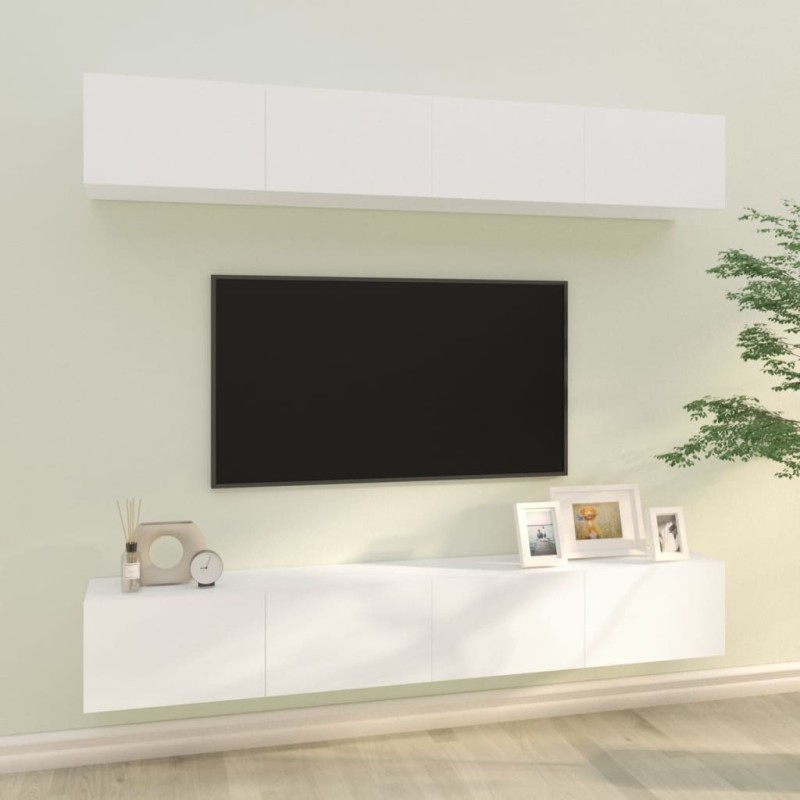 Armários de parede p/ TV 4 pcs 100x30x30 cm branco-Móveis de TV-Home Retail