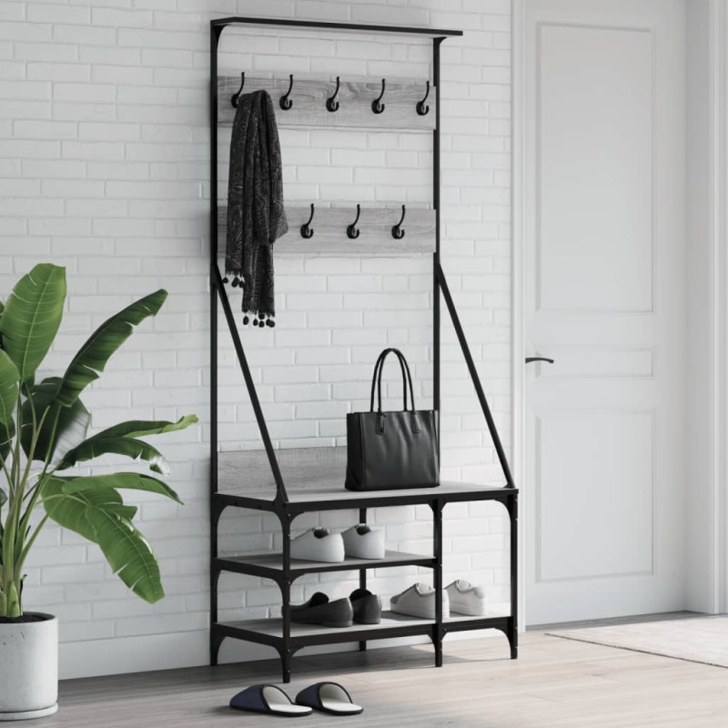 Bengaleiro com arrumação calçado 80x40x184 cm cinza sonoma-Cabides para vestidos-Home Retail