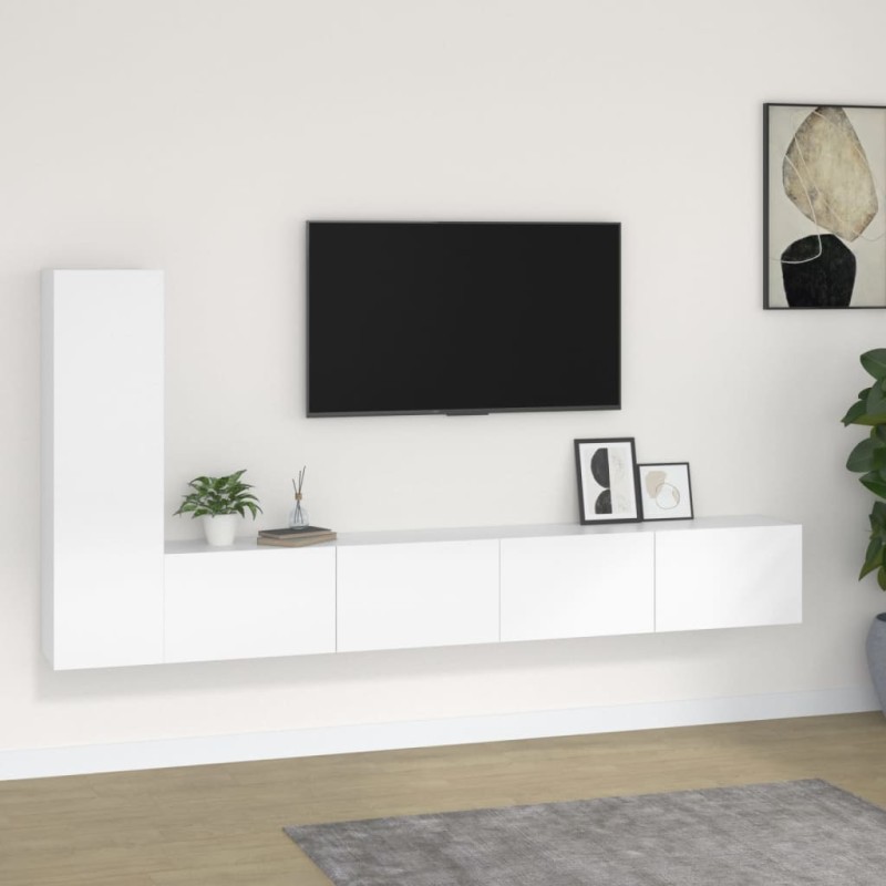 Conjunto móveis de TV 3 pcs madeira processada branco-Móveis de TV-Home Retail